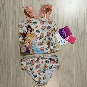 Disney Princess Bikini 2PC Swimsuit Girls 4T Pink Floral UPF 50+ NEW